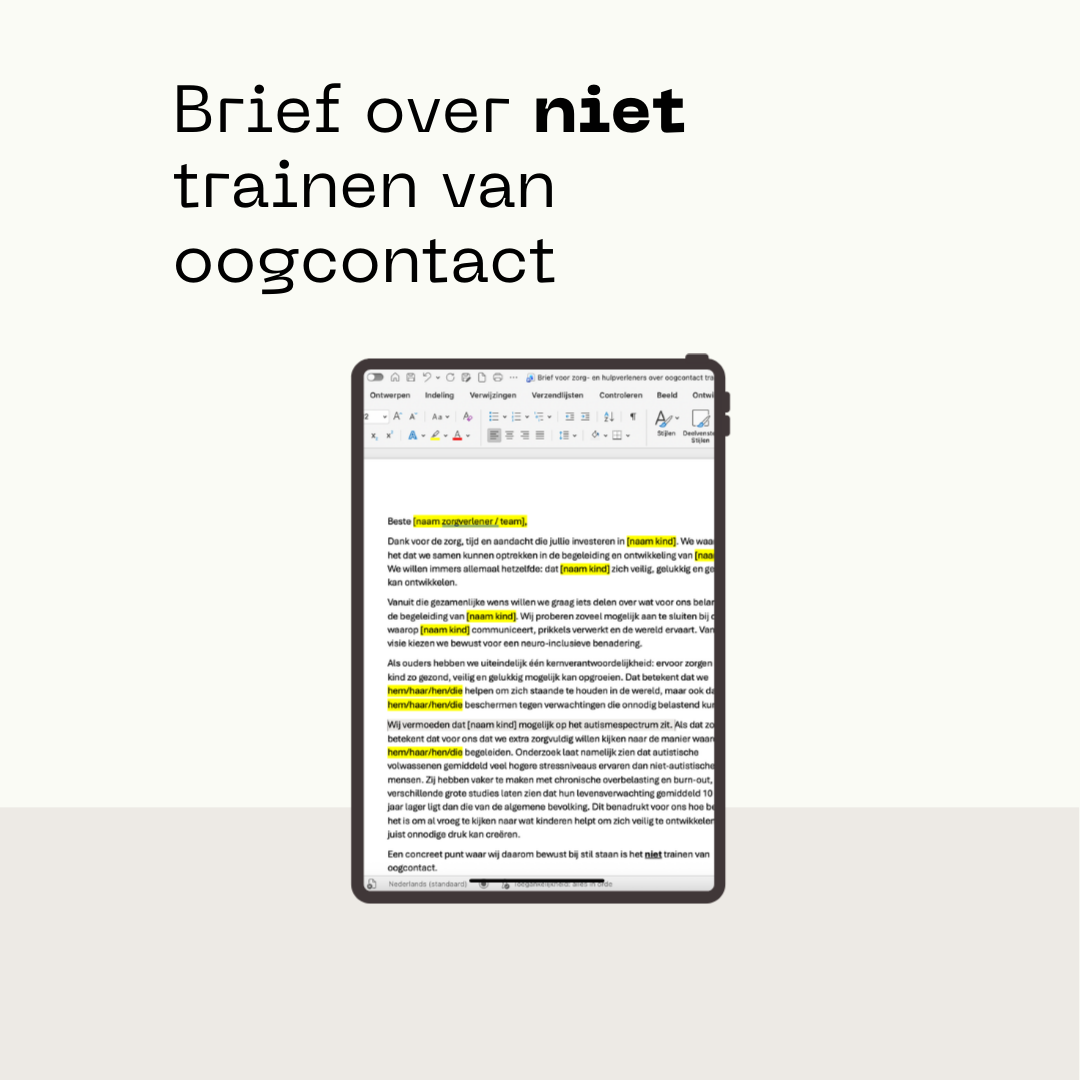 Brief over niet trainen van oogcontact