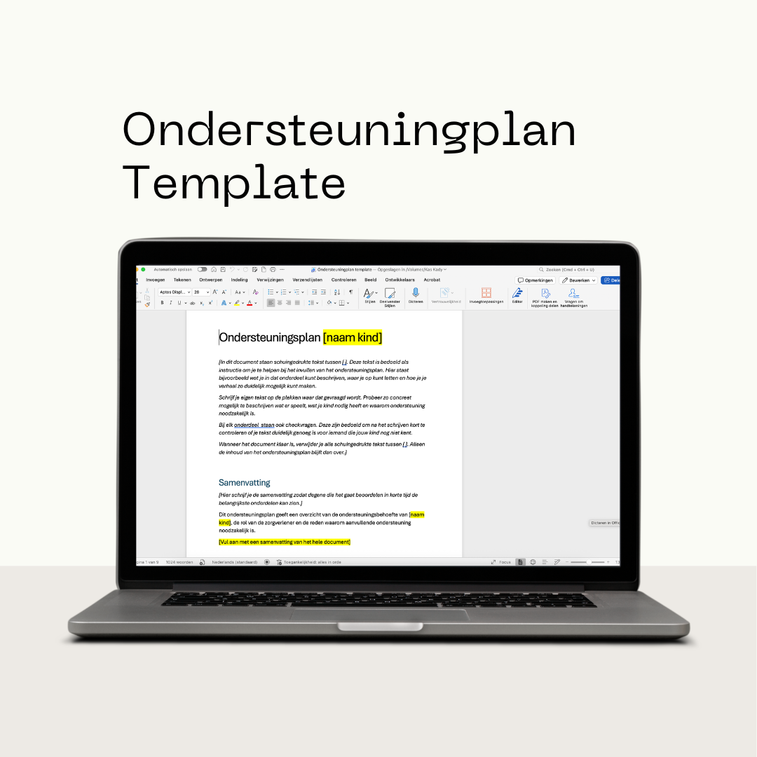 Ondersteuningsplan template